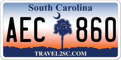 SC license plate AEC860