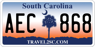 SC license plate AEC868