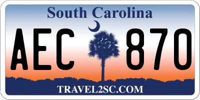 SC license plate AEC870