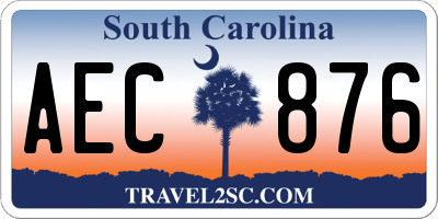 SC license plate AEC876