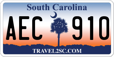 SC license plate AEC910