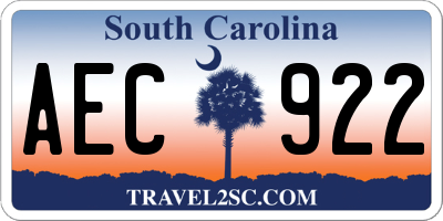 SC license plate AEC922