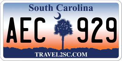 SC license plate AEC929