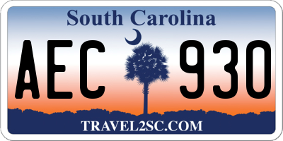 SC license plate AEC930