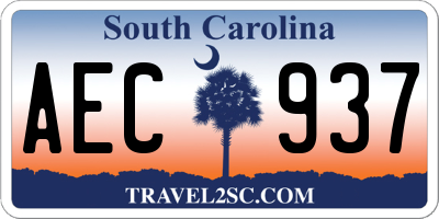 SC license plate AEC937