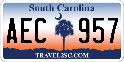 SC license plate AEC957