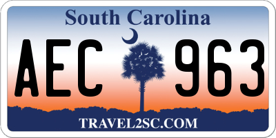 SC license plate AEC963