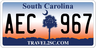SC license plate AEC967