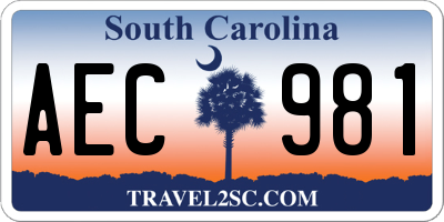 SC license plate AEC981