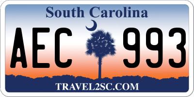 SC license plate AEC993