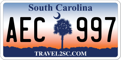 SC license plate AEC997