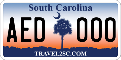 SC license plate AED000