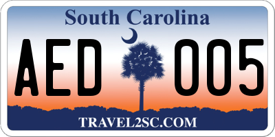 SC license plate AED005