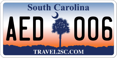 SC license plate AED006