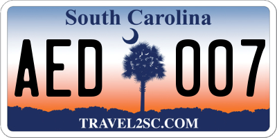 SC license plate AED007