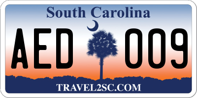 SC license plate AED009