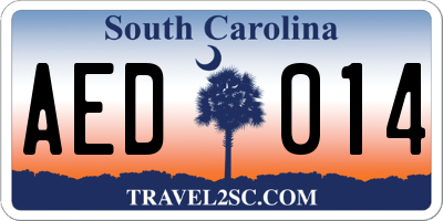 SC license plate AED014