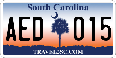 SC license plate AED015