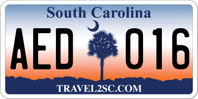 SC license plate AED016