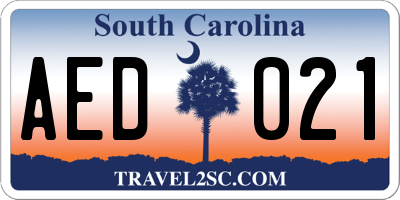 SC license plate AED021