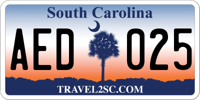SC license plate AED025