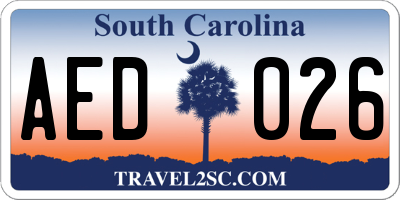 SC license plate AED026