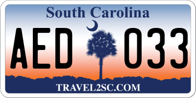SC license plate AED033
