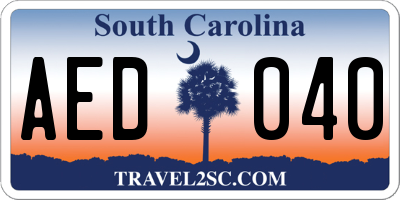 SC license plate AED040