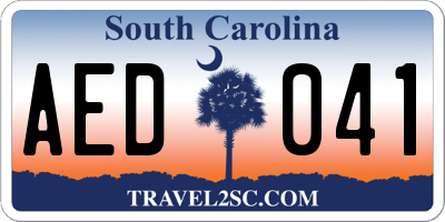 SC license plate AED041