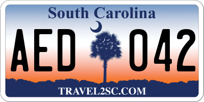SC license plate AED042