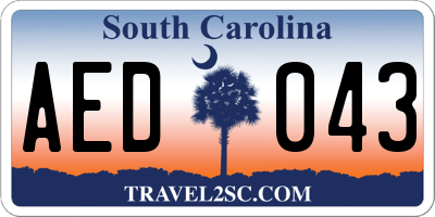 SC license plate AED043