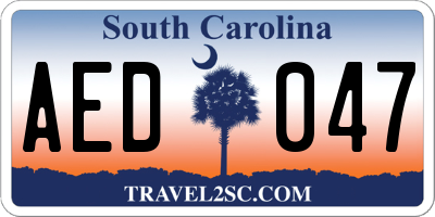 SC license plate AED047