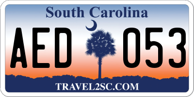 SC license plate AED053