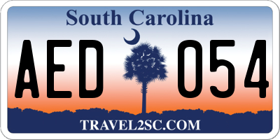 SC license plate AED054