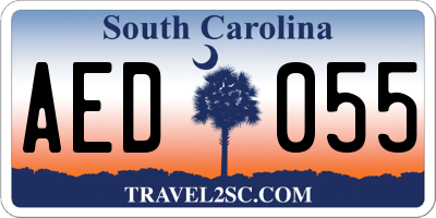 SC license plate AED055