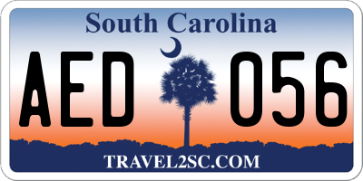 SC license plate AED056
