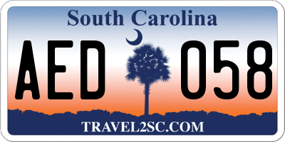 SC license plate AED058