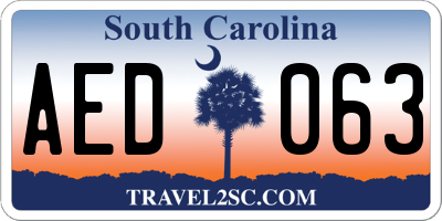 SC license plate AED063