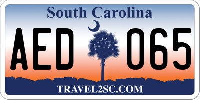 SC license plate AED065