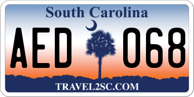 SC license plate AED068