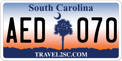 SC license plate AED070