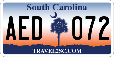 SC license plate AED072
