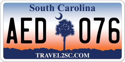 SC license plate AED076