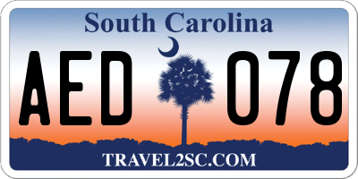 SC license plate AED078