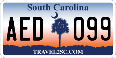SC license plate AED099