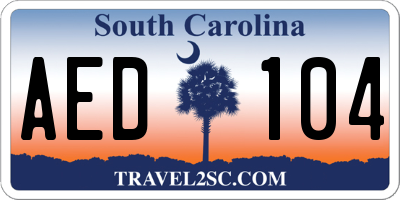 SC license plate AED104