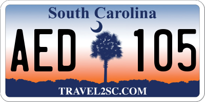 SC license plate AED105