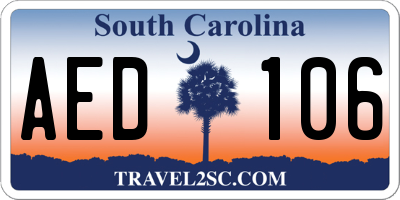 SC license plate AED106