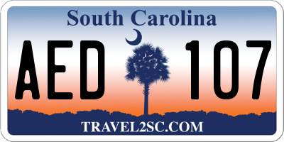 SC license plate AED107