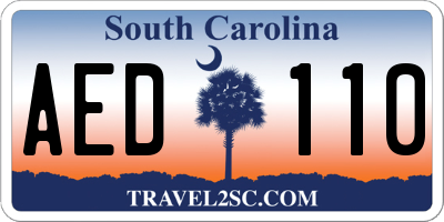SC license plate AED110